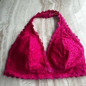 Auden Lace Halter Bralette - Hot Pink - Size Large